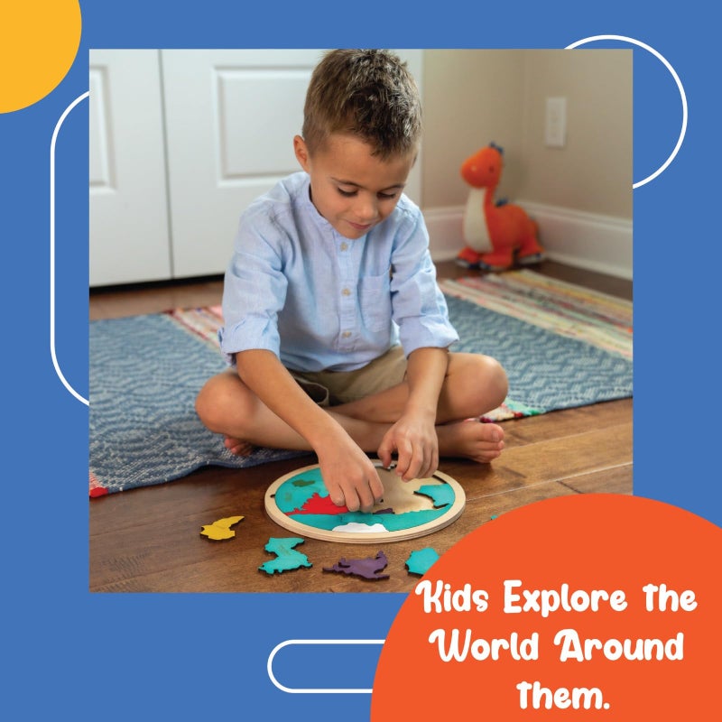 EKOPLAY 7 Continents & 5 Oceans of The Earth Wooden Jigsaw Puzzle for Kids | 21 Puzzle Pieces | Learning & Educational Toy Gift for Boys & Girls Ages 3 Years and Above - Image 5